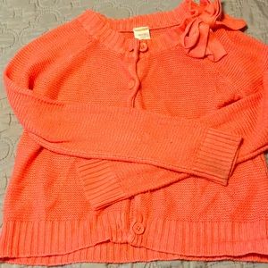 Adorable Coral Button Down Sweater, size 7/8